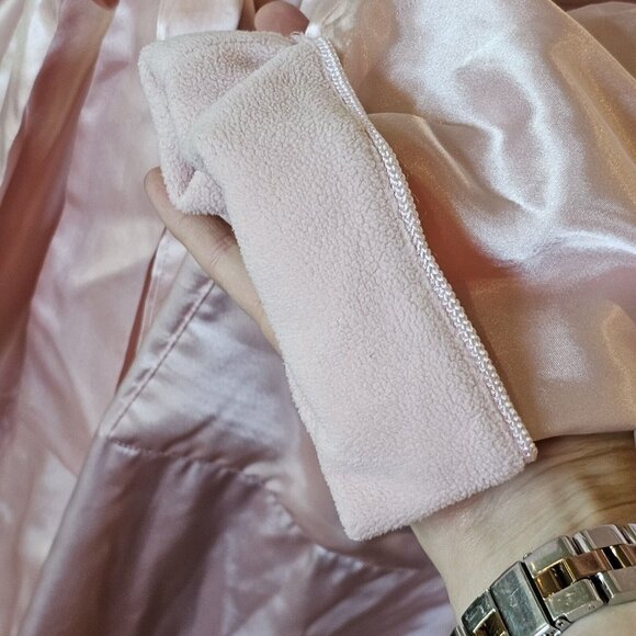 Vintage‎ 90s Light Pink Satin Long Robe Fleece Lined Womens M/L Ankle Length - Picture 9 of 12